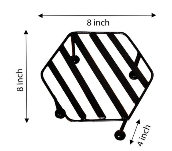 Hexagon Iron Planter Stand It is Suitable For Outdoor as Well as Indoor Pack of2 - Free Size, Black, Iron, Pack of 2, Hexagon